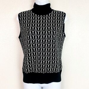 Lili U Black/White Wool/Cashmere Blend Sweater Vest Size M